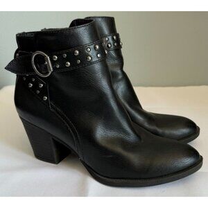Circus Sam Edelman Monica Ankle Boot 7.5M Block Heel Black Silver Studded Detail